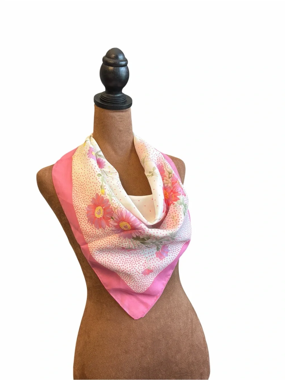Vintage Valentina Fiore Pink Purple Yellow Floral Square Scarf‎ 29